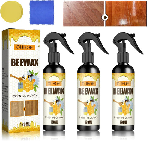 3Pcs Natural Beeswax Spray, Micro Molecularized Beeswax Spray,Beeswax Spray Furniture Polish And Cleaner, Furniture Polish Spray, Beeswax Wood Cle...