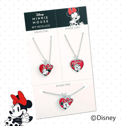 Disney Girls Minnie Mouse BFF Necklace Set of 3 - Best Friends Necklaces with BFF Charm and Minnie Mouse Pendant...