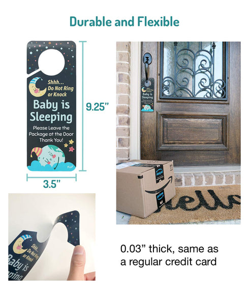Funplus Baby Sleeping Sign - Do Not Knock or Ring - Plastic Door Knob Hanger Sign...