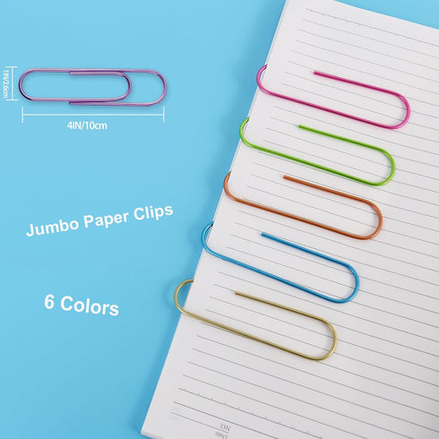 42 Pcs Jumbo Paper clips Colored, Large Papeclips 4 inch for Office...