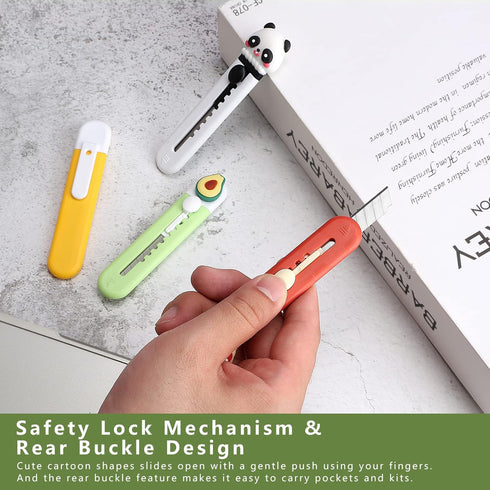 6 Pack Box Cutter Retractable, Sharp Utility Knife Retractable, Cute Box Cutters for Office, Home, Arts Crafts, Cartons, Cardboard, Paper...