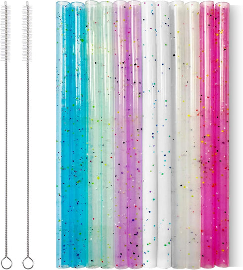 Reusable Silicone Drinking Straws, 12 Pcs Eco Friendly Silicone Straws 2 cleaning Brushes,for 30oz and 20oz Tumblers, Rtic,Yeti, Ozark, (Two-tone ...