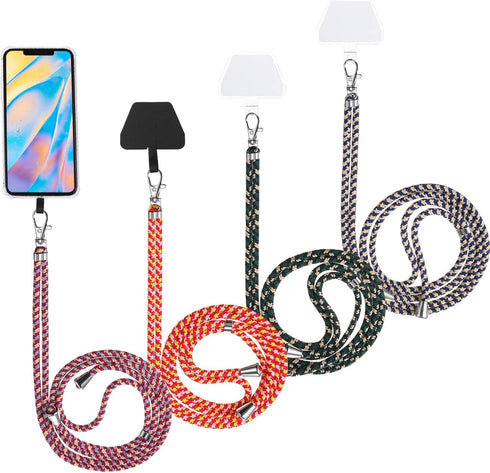 Weewooday 4 Pieces Universal Cell Phone Lanyard Around The Neck Phone Lanyard Crossbody Adjustable Nylon Phone Lanyard Patch with Neck Strap for M...