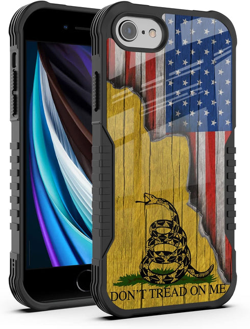 for iPhone SE 2022/2020 Case Men Women, Don't Tread On Me American Us Flag Design Heavy Duty Shockproof Hard Bumper +Soft Silicone Rubber Protecti...