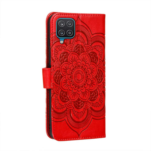 for Samsung Galaxy A12 Case Flip Premium Wallet Phone Case PU Leather Mandala Embossed Shockproof Cover with Kickstand Card Holder Cover for Samsu...
