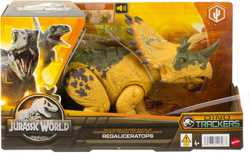 Mattel Jurassic World Wild Roar Dinosaur Toy with Sound & Attack Move, Regaliceratops Posable Action Figure, 11 inches Long...