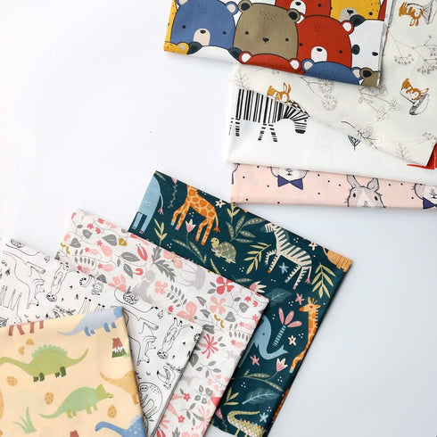 Precut Fabrics for Quilting no Repeat Design Printed Forest Animals Cotton Fabric for Patchwork Squares Bundles for Craft DIY /8pcs 20" x 20"...