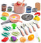 50Pcs Kitchen Playset, Toddler Pretend Cooking with Play Pots and Pans, Utensils Cookware, Daily Food, Fruit &Vegetables Accessories, Learning Gif...