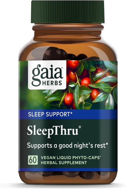 Gaia Herbs SleepThru - Natural Sleep Support Supplement with Organic Ashwagandha Root, Organic Magnolia Bark, Passionflower, and Jujube Date - 60 ...