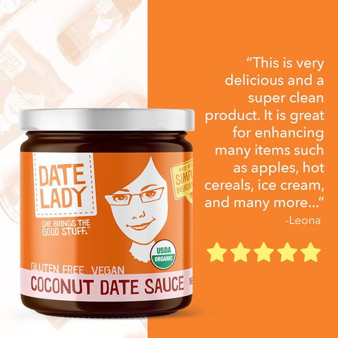 Organic Date Coconut Sauce | Dairy-Free Vegan Caramel (2 Jars) | Use as a coffee creamer, dip apples, pour on your pancakes or as an ice cream top...
