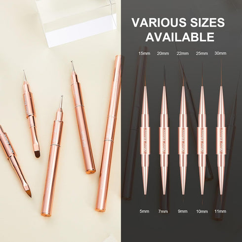 9Pcs Nail Art Brushes Set, Professional Double-Ended Acrylic Liner Detail Brushes for Gel Polish Art Nail, 3D Art Nail Dotting Brush Pen for Manic...