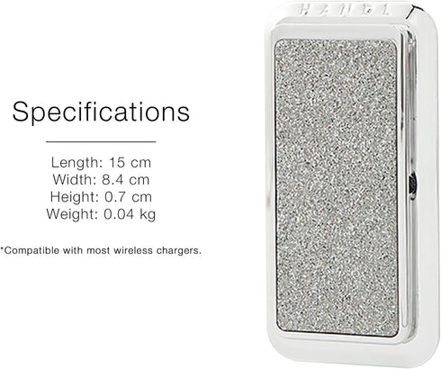 HANDL New York Silver Glitter HANDLstick Silver Glitter Grip and Stand for Smartphone...