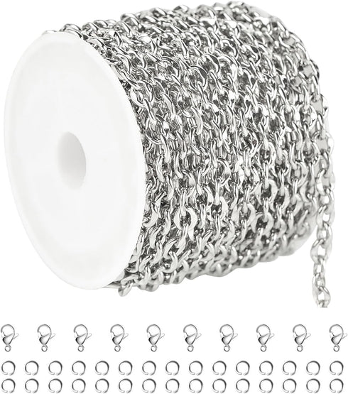 UMAOKANG 5 Meters Stainless Steel Chain for Jewelry Making Lip Chains Bulk Women Necklace Bracelet DIY Jewelry Supplies Findings...