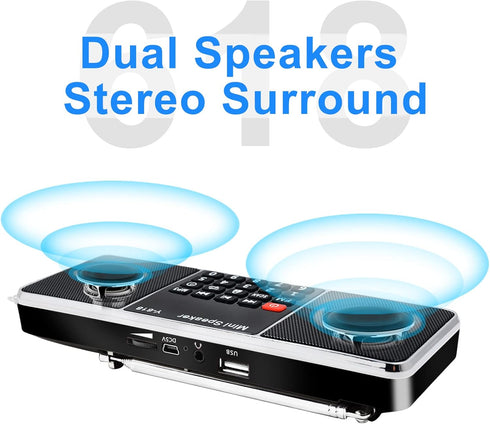 LEFON Multifunction Digital FM Radio Media Speaker MP3 Music Player Support TF Card USB Drive with LED Screen Display and Setting Timing Shutdown ...