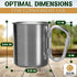 Stainless Steel Camping Mug with Handle - 13.5 oz Coffee Camping Mug with Carabiner Handle Portable Backpack Outdoor Hiking Cup Lightweight Campin...