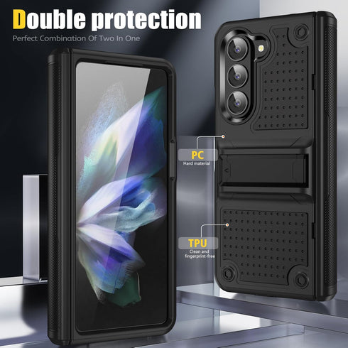 for Samsung Galaxy Z Fold 5 Case, Shockproof 2 in 1 Silicone Rubber with Hard PC Rugged Full Body Protection Phone Cover for Samsung Galaxy Z Fold...