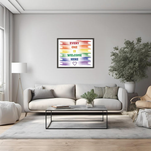 Posterizer 1 pcs-Everyone is welcome here-Rainbow color quote-Gay & LGBTQ Art-Watercolor Art-Gift for Teachers-School and classroom art- UNFRAMED ...