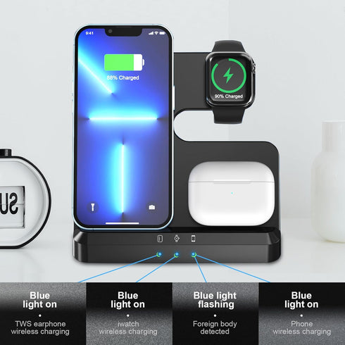 Wireless Charger,3 in 1 Wireless Charging Station for iPhone 15 14 13 12 11 Pro Max/X/8,Charger Stand for Apple Watch Series 9 8 Ultra 7 6 SE 5 4 ...