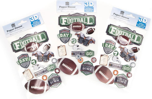 Paper House Productions STDM-0243E 3D Cardstock Stickers, Football II (3-Pack)...