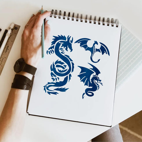 BENECREAT 6x6" Dragon Metal Stencils, Chinese Dragon Stencils for Wood Canvas Wall Painting Crafts and Decorations...