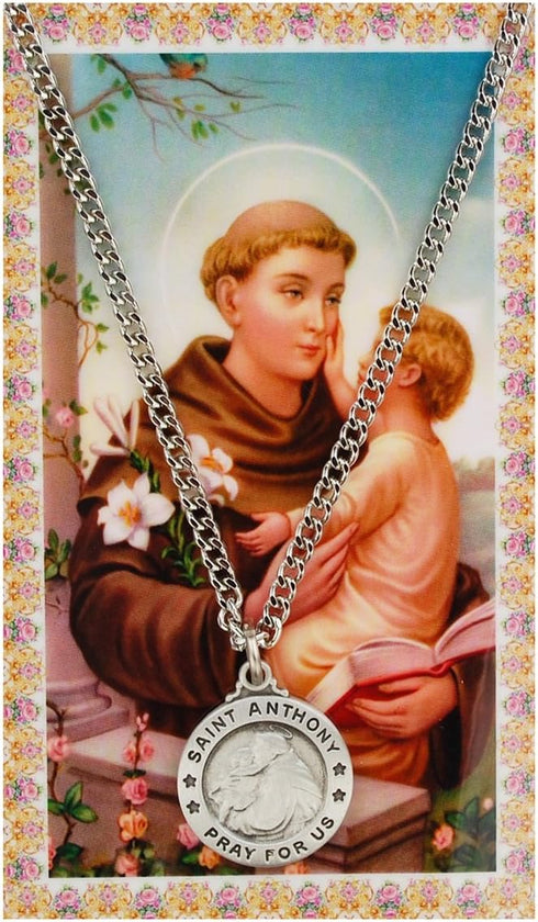 St Anthony Prayer Card With Medal Patron Saint Catholic Christian Pendant Charm...