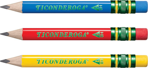 Ticonderoga My First Short Triangular Wood-Cased Pencils, 2 HB Soft, With Erasers, Primary Colors, 12 Count...
