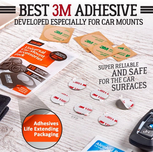 The Richest Replacement Pack for Any Magnetic Car Mount - PopSocket Compatible Metal Phone Plates (Discs) and 3M Adhesive Stickers in Unique Adhes...