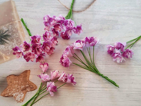 Gypsophila Flower Mulberry Paper Artificial Flowers Wedding Party Decoration DIY Home Decor Craft Cards Supplies Scrapbooking Embellishment (Purpl...