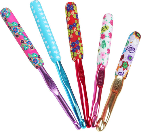 Coopay Warm Crochet Hooks Large, 10mm 9mm 8mm 7mm 6.5mm Large Crochet Hooks for Chunky Yarn Blanket Sweater Thick Wool, Big Crochet Kit for Arthri...