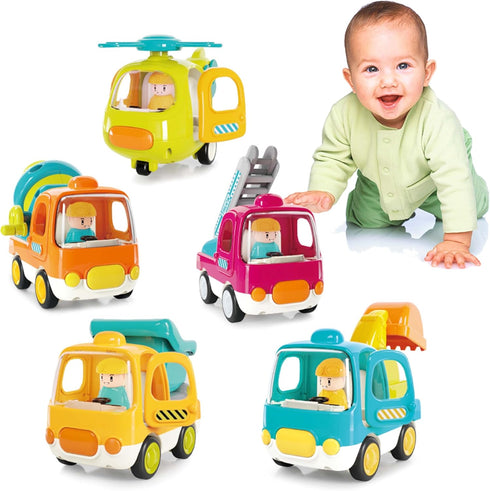 Friction Powered Push and Go Inertia Cars Small Dump Truck with Music Sound and Light Construction Vehicles Toy Trucks 1st Birthday Gifts for Kids...