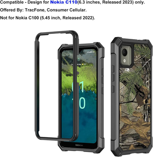 Ailiber Case for Nokia C110, Nokia C110 Phone Case with Screen Protector, Dual Layer Structure Protection, Shockproof Corners TPU Bumper, Heavy Du...