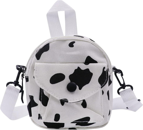 JUMISEE Cute Cow Print Canvas Crossbody Purse Small Cell Phone Bag Shoulder Handbag for Men Women Kids...