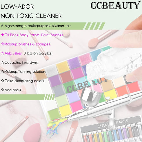 CCbeauty Paint Brush Cleaner, Reconditioner and Restorer - Fast Remove Oil Water-Based Face Paint Brushes, Airbrushes, Acrylic, Watercolor, Makeup...