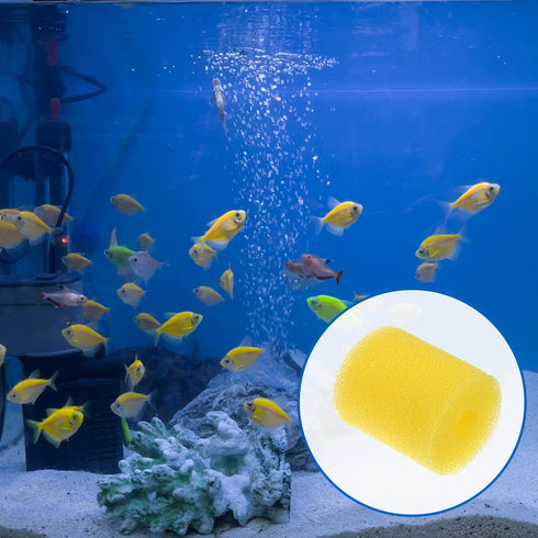 VOCOSTE 4 Pcs Aquarium Pre Filter Foam Roll, Aquarium Foam Sponge Roll Intake Filter Cover Accessories for Fish Tank, Yellow, 7.5x6.5x2cm...