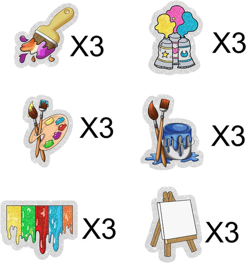 Slime Cupcake Toppers 18 pcs - Painting Themed Art Happy Birthday Decor Artist Palette Paint Brush boy Girl Party Supplies...