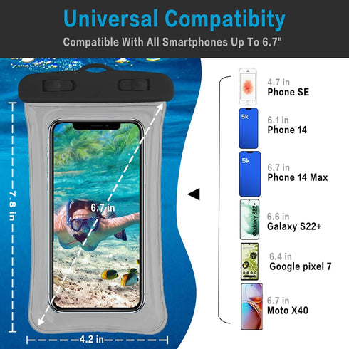 7 Pcs Waterproof Phone Pouch, Universal IPX8 Floating Waterproof Cell Phone Case Dry Bag, Compatible with Most Cell Phone on Market, Waterproof Ph...