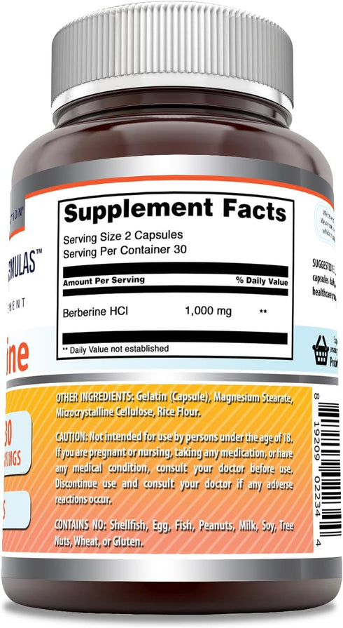 Amazing Formulas Berberine 1000mg Per Serving 60 Capsules Supplement | Non GMO | Gluten Free | Made in USA...