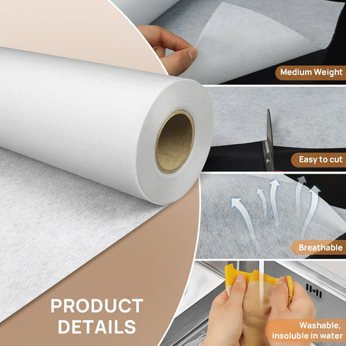 Catephe Medium Weight Interfacing Fabric for Sewing, 11.6" x 32.8yd Iron-On Fusible Interfacing, White Non-Woven Single Sided Apparel Interfacing ...