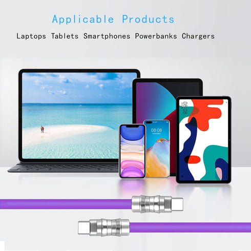 USB C to USB C Silicone Cable 10FT, Ultra Flexible & Soft USB Type C 100W Fast Charging Cable, Geek Industrial PD Data Transfer Cable for Phones,T...