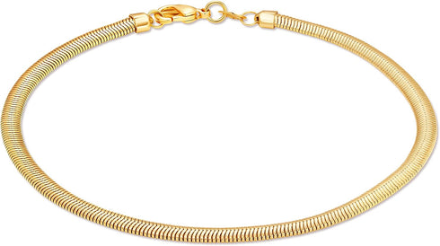 Barzel 18K Gold Plated Herringbone Snake Anklet for Women, 10 Inches - Made in Brazil...