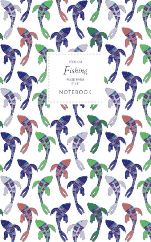 Fishing Notebook - Ruled Pages - 5x8 - Premium: (Winter White Edition) Fun notebook 96 ruled/lined pages (5x8 inches / 12.7x20.3cm / Junior Legal ...