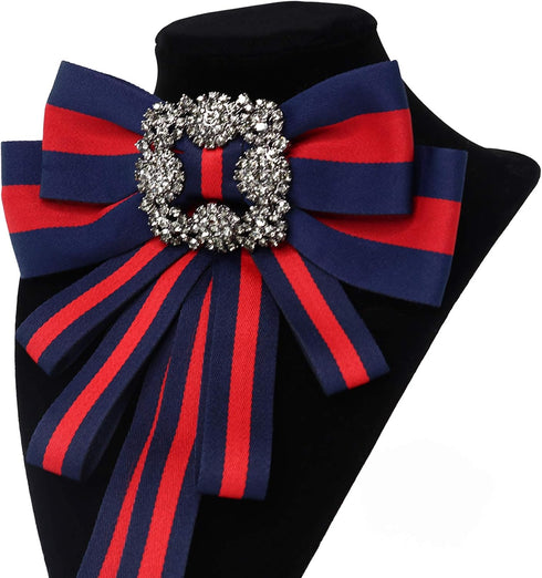 Christmas blue and red bow brooch for women men bowknot costume brooches women jewelry strip bow tie decorations womens corsage collar bow tie bow...