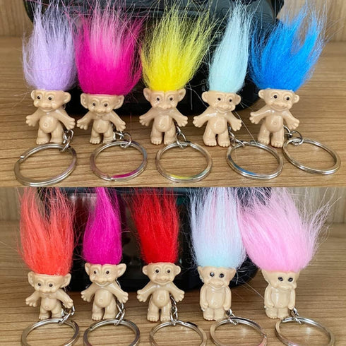 Mini PVC Vintage Lucky Troll Doll Mini Action Figures Cake Toppers Chromatic Adorable Cute Little Guys Collection, School Project, Arts Crafts, Pa...