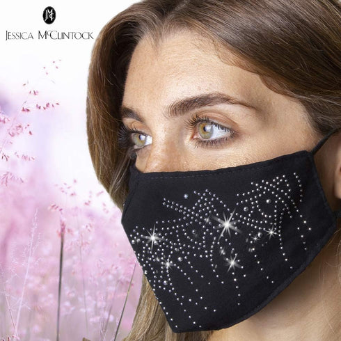Jessica McClintock Women's 2-Piece Fashionable Cloth Face Mask for Outdoors Dust Sun and Wind - Washable Cotton Facial Cover with High Elasticity ...