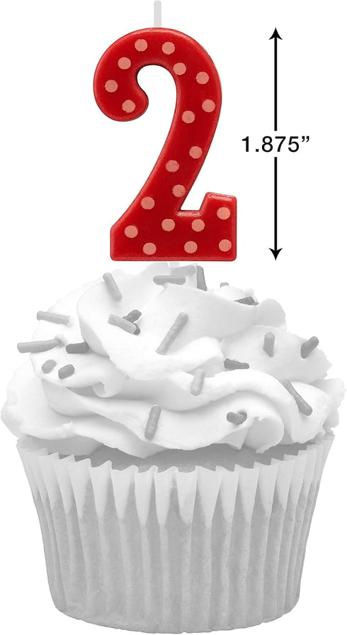 Papyrus Number 2 Birthday Candle, Red Polka Dots (1-Count)...