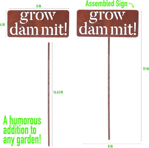Island Genius Grow Dammit Funny Garden Décor Sign Gardening Gifts for Women and Men Who Love Plants, Alloy Steel...