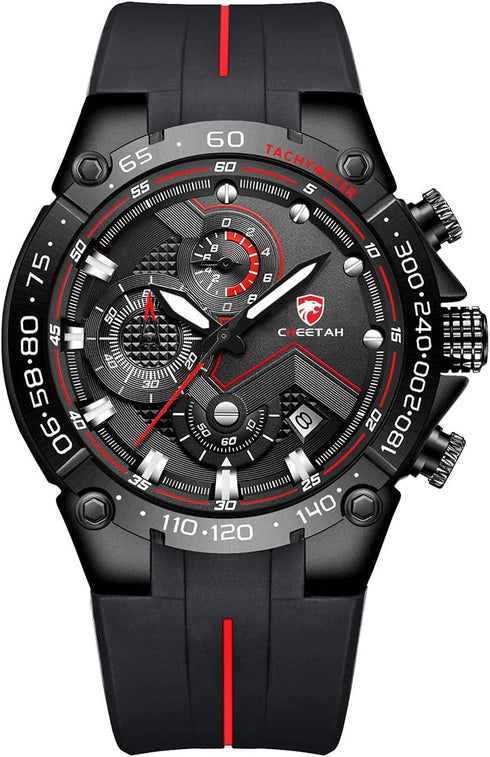CHEETAH Mens Chronograph Watch Outdoor Waterproof Military Tactical Style Quartz Sports Watches for Men with Rubber Strap...