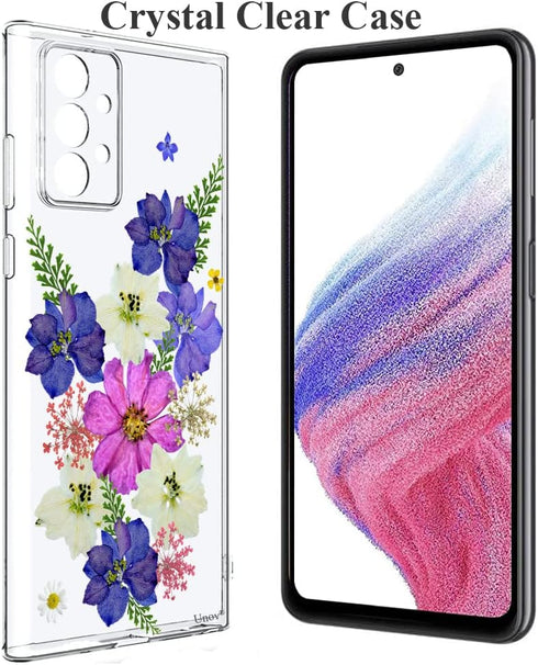 Unov Case Compatible with Galaxy A53 5G Clear with Design Soft TPU Shock Absorption Slim Embossed Pattern Protective Back Cover Case (Very Peri Bo...