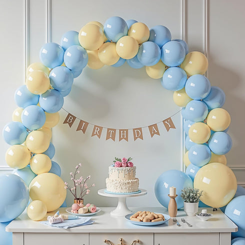 Pastel Balloon Garland Arch Kit with 100 pcs Blue and Yellow Balloons, DIY Balloon Bouquet Kit for Baby Shower, Wedding Bachelorette Birthday Part...