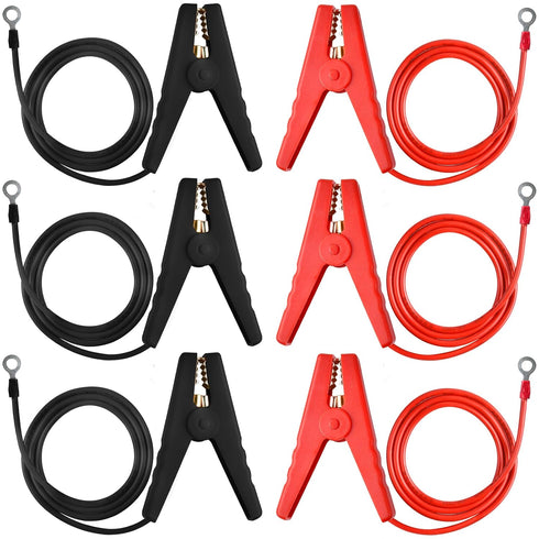 6 Pcs Electric Fence Wire Connect,3 Ft Electric Fence Charger Solar Fence Charger Fence Lead Copper Wire with Alligator Clip (Black+Red)...